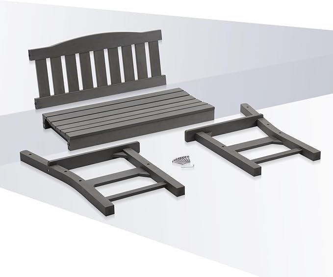 Psilvam 2-Person Outdoor Memorial Bench, All-Weather Poly Lumber Garden Bench, Rot-Resistant Outdoor Patio Bench for Park,Porch,and Church(Grey)