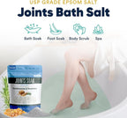 Joints Soak Bath Salt 32 Ounces Epsom Salt with Natural Rosemary, Frankincense and Peppermint Essential Oils Plus Vitamin C in BPA Free Pouch with Easy Press-Lock Seal