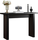 AVZEAR Mid Century Narrow Entryway Console Table, 43.3" Fluted Wood Couch Table Behind Sofa Long and Skinny for Living Room Hallway Entrance Foyer, Black