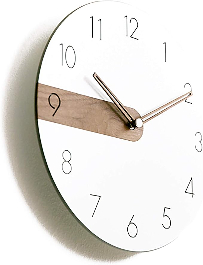 Stephanie Imports Modern Minimalist Exposed Wood Silent Wall Clock (Numerical)