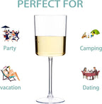 Ciaell 12 Pack Clear Plastic Wine Glasses - 10 Oz Disposable Wine Glasses with Stem for Parties & Weddings & Poolside & Outdoors & Camping