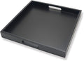 Square Wood Serving Tray with Handle, Ottoman Decorative for Home, 16x16 inches Black