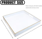 Spsyrine Decorative Tray, 13" Plastic Square Coffee Table Tray with Handles for Living Room, Ottoman, Bathroom Decor