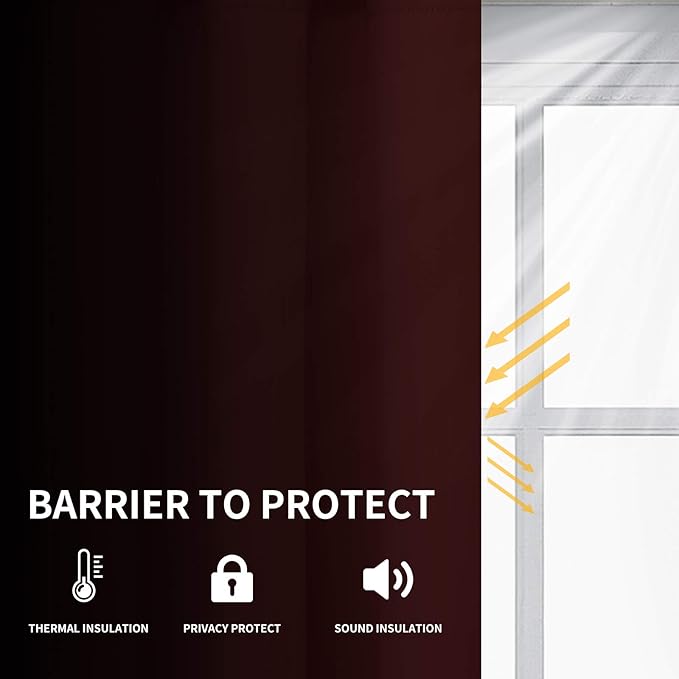 Easy-Going Blackout Curtains for Bedroom, Solid Thermal Insulated Grommet and Noise Reduction Window Drapes, Room Darkening Curtains for Living Room, 2 Panels (52x96 in,Wine)