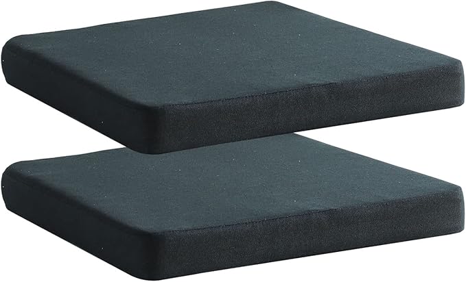 Chair Cushion for Dining Chairs with Ties Set of 2 Non Slip Memory Foam Kitchen Room Chair Pads for Outdoor Patio Furniture 17x16 Inch, Black