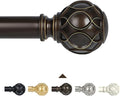 Bronze Farmhouse Curtain Rods for Windows:36-88 Inch Heavy Duty Adjustable Curtain Rod for Bedroom Living Room,Boho Decorative Rustic Drapery Rods with Vintage Coastal Finial,Antique Bronze