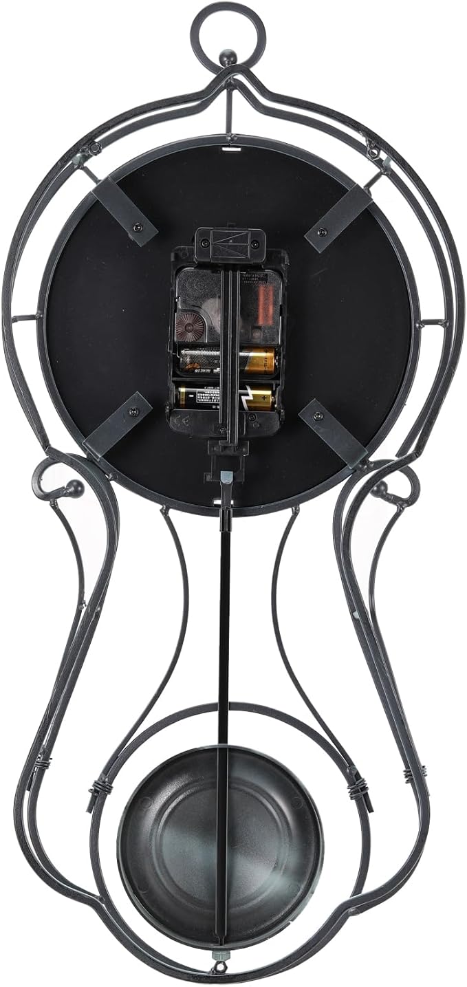 CLXEAST 20 Inch Metal Pendulum Wall Clock Battery Operated,Large Schoolhouse Wall Clocks for Living Room Decor,Antique Aged Teal Green Finish,House Warming Gifts New Home