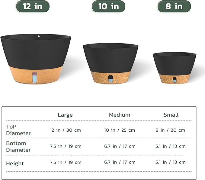 ZMTECH 10 Inch Hanging Planters for Outdoor Plants, Hanging Pots for Plants Indoor with Visible Water Level, Hanging Flower Basket with Drainage Holes & Removable Tray(2 Pack, Gray)