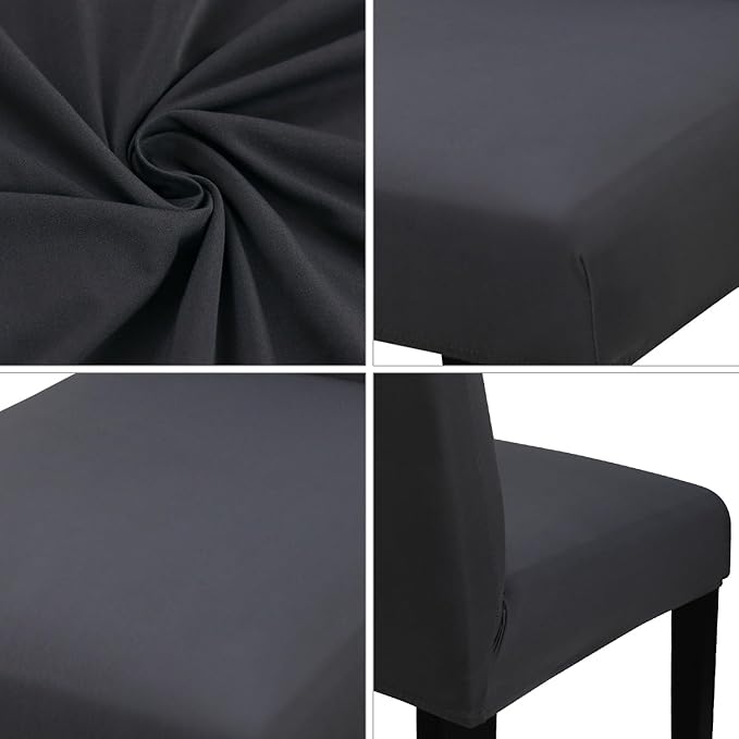 JQinHome 4 Pcs Dining Chair Slipcover, High Stretch Removable Washable Chair Seat Protector Cover for Home Party Hotel Wedding Ceremony