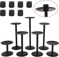 Set of 7 Metal Black Candle Holders, Assemblable Pillar and Taper Candlesticks, Halloween Fall Thanksgiving Day Dining Table Centerpieces Decor, Mantle Fireplace Candle Sticks Decorations