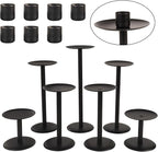Set of 7 Metal Black Candle Holders, Assemblable Pillar and Taper Candlesticks, Halloween Fall Thanksgiving Day Dining Table Centerpieces Decor, Mantle Fireplace Candle Sticks Decorations