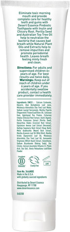 Desert Essence Prebiotic Plant-Based Whitening Toothpaste - Mint - Oral Care with Inulin, Perilla Seed & Aloe - Vegan, Fluoride Free, Non-GMO, Gluten-Free, Cruelty-Free - 6.25 oz