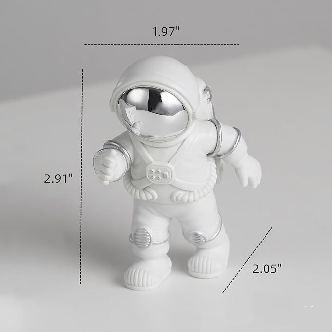 3 Pcs Silver White Astronaut Statues Set, Spaceman Sculpture Figurines Home Ornament Cake Toppers Gift