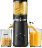 Juicer Machines, TUUMIIST Cold Press Juicer with 5.3" Extra Large Feed Chute Fit Whole Fruits & Vegetables Easy to Clean, High Juice Yield, BPA Free (Black)