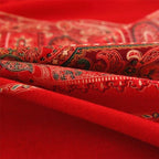 ABREEZE Queen Duvet Covers, Bohemian Retro Bedding Set, Coloful Mandala Down Comforter Cover, Boho Floral Style Quilt Cover, 100% Brushed Cotton, 1 Duvet Cover and 2 Pillow Shams,Red