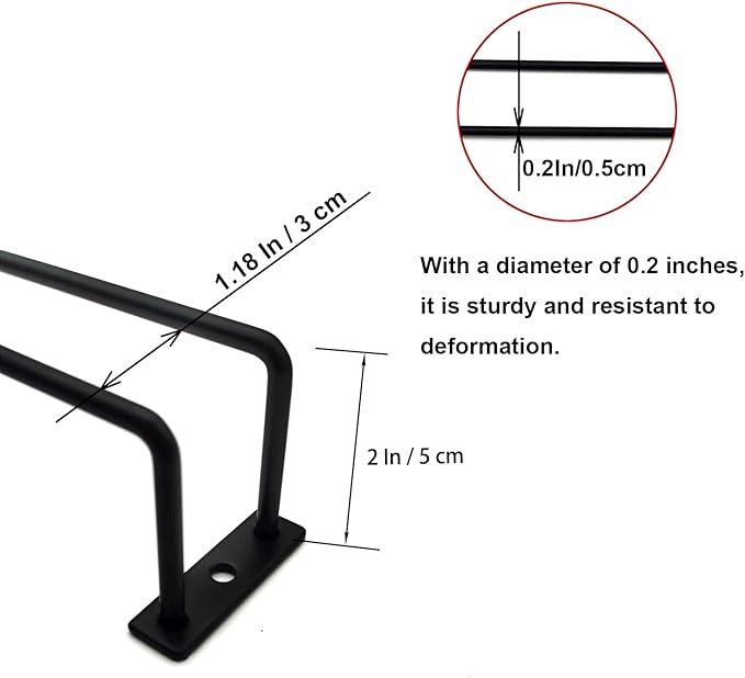 10.8 Inch Black Wine Glass Rack, Under Cabinet Wine Glass Holder Stainless Steel Stemware Rack - Hanging Stemware Holder for Cabinet Kitchen Bar, Set of 4
