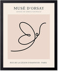 Poster Master Vintage Poster - Retro One Line Butterfly Drawing Print - Butterfly Line Art - Minimal Gift for Him, Her, Animal Lover - Abstract Decor for Home, Office, 16x20 Black Framed