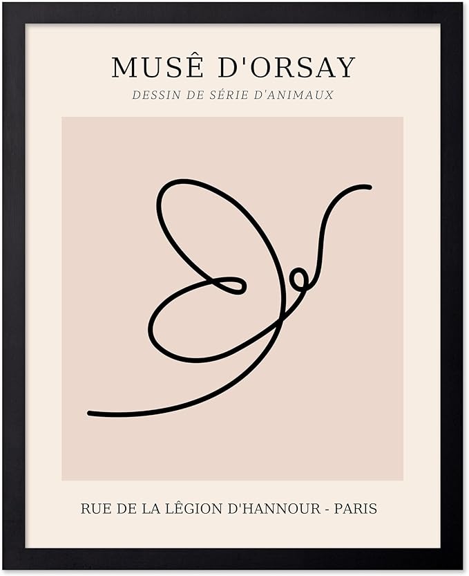 Poster Master Vintage Poster - Retro One Line Butterfly Drawing Print - Butterfly Line Art - Minimal Gift for Him, Her, Animal Lover - Abstract Decor for Home, Office - 8x10 UNFRAMED Wall Art