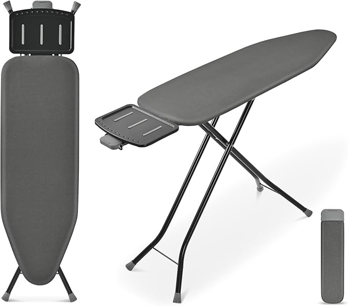APEXCHASER Ironing Board, Full Szie Iron Board with Iron Rest,Height Adjustable,Extra Thick Heat Resistant Cover with Sleeve Board 15x45 Grey