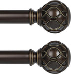 Bronze Farmhouse Curtain Rods for Windows:Heavy Duty Adjustable Curtain Rod for Bedroom Living Room,Boho Decorative Rustic Drapery Rods with Vintage Coastal Finial,Antique Bronze 2 Pack 36-88"