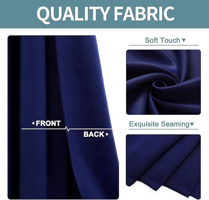 ChrisDowa Grommet Blackout Curtains for Bedroom and Living Room - 2 Panels Set Thermal Insulated Room Darkening Curtains (Navy Blue, 38W x 54L)