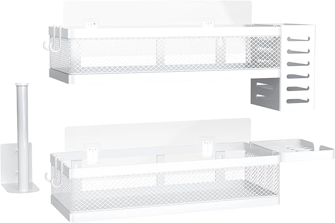 PUSDON Metal Wall Hanging Basket 2 Packs DIY Suitable for Multiple Scenes - Middle White Netting Set