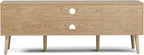 TV Stand for Living Room, Boho Entertainment Center for 55/60/65 inch TVs, Media Console with Fluted Door Cabinets and Open Shelves, for Bedroom, Oak