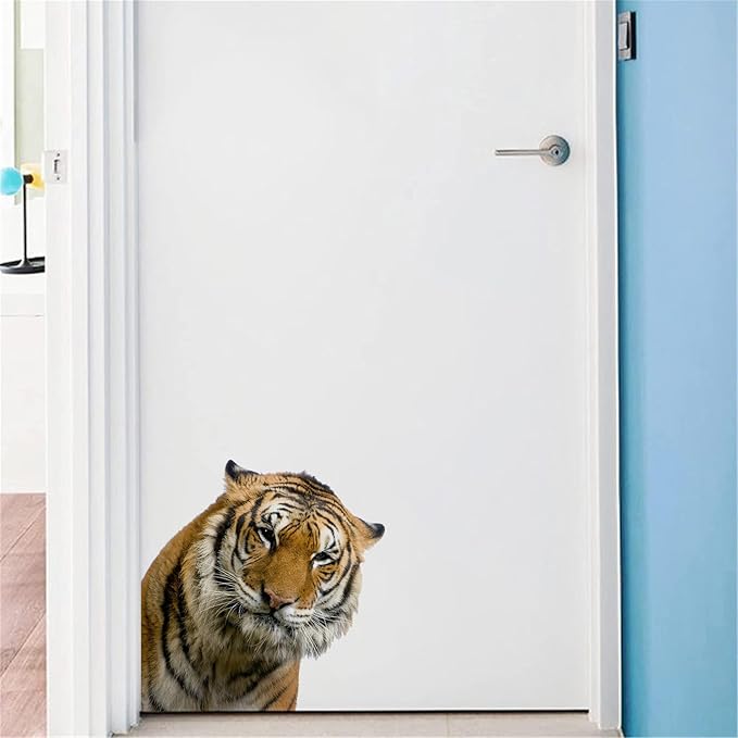 Gentle Tiger Wall Stickers & Decals - Peel & Stick, Removable Funny Tiger Window Stickers for Farmhouse Bedroom, Living Room & Shop Windows