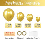 130pcs Metallic Gold Balloons Different Sizes 18" 12" 10" 5" Party Latex Balloons for Birthday Graduation Baby Shower Wedding Anniversary New Year Party Decorations