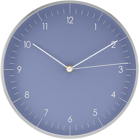 LUUK LIFESTYLE Minimalist Wall Clock with Silent Movement, no Ticking, Modern Design, Kitchen Clock, Decoration and Gift idea, in Blue and Silver