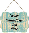 Personalized Wooden Welcome Sign for Front Door Decor - Customized Image/Text Hanging Sign, Farmhouse Decor for Home Office, 11.2 * 8 Inch
