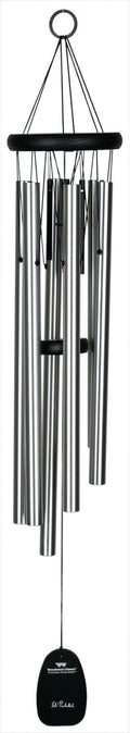 Woodstock Wind Chimes Pachelbel's Canon in D, Silver Aluminum Tubes, Medium 32 - Inch, Deep Toned Windchime for Outdoor Decor for Garden, Patio, Porch