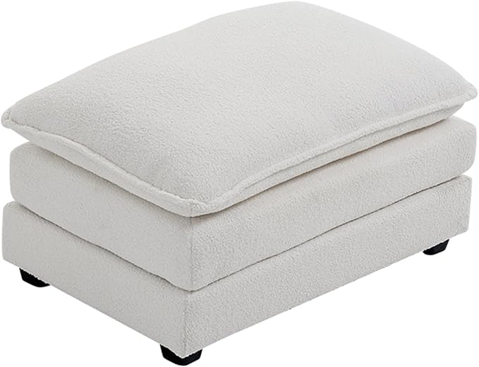Karl home Modular Ottoman for Sectional Sofa, Teddy Fleece Comfy Upholstered Furniture for Living Room, Apartment, Studio, Office, (Ottoman, Teddy Beige)