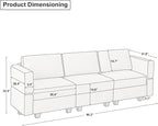 Belffin Modular Sofa Couch with Storage Seats Velvet 3 Seater Sofa for Living Room Green
