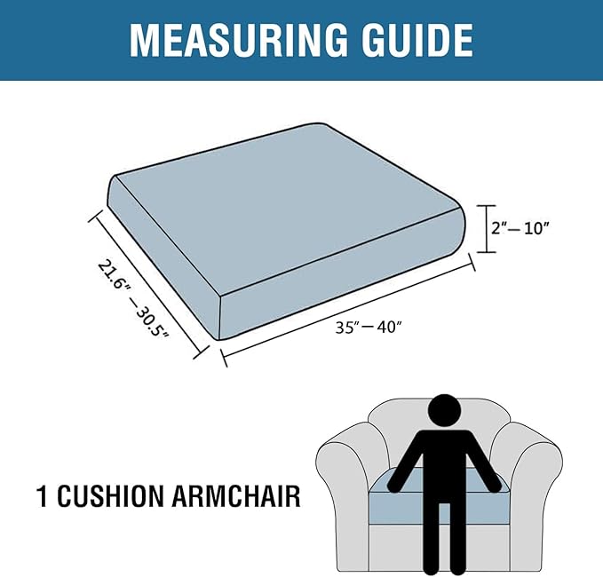 H.VERSAILTEX Super Stretch Individual Seat Cushion Covers Sofa Covers Couch Cushion Covers Slipcover Sets Thick Jacquard Textured Twill Fabric (1 Piece Chair Cushion Cover, Olive)