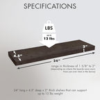 Urban Legacy Reclaimed Barnwood Planks | Floating Shelves for Wall w/Flush Mount Shelf Bracket Set Included | Set of 2 (Coffee Bean, 24"x 4.5"x 2")