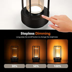 Portable Metal Table Lamp for Indoor/Outdoor ,Rechargeable Cordless LED Lamp, 3-Colour Infinitely Dimming Battery Powered Small Desk Lamp, Restaurant/Bedroom/Bar/Coffee/Camping Light (Black Set of 2)