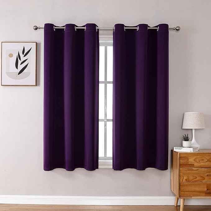 ChrisDowa Grommet Blackout Curtains for Bedroom and Living Room - 2 Panels Set Thermal Insulated Room Darkening Curtains (Royal Purple, 42W x 63L)