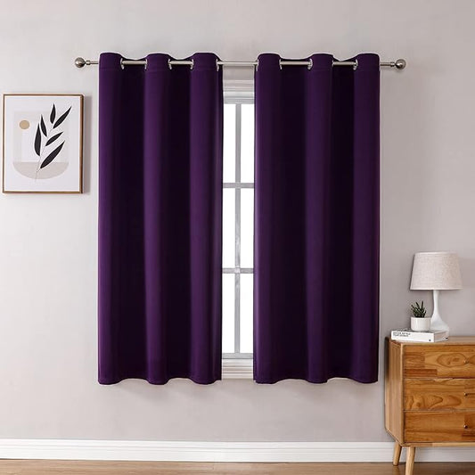 ChrisDowa Grommet Blackout Curtains for Bedroom and Living Room - 2 Panels Set Thermal Insulated Room Darkening Curtains (Royal Purple, 42W x 63L)