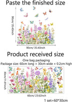 Mirbuy Wildflower Butterfly Window Decals, Colorful Garden Floral Window Clings for Home Decor