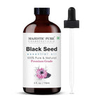 Majestic Pure Black Seed Essential Oil with Glass Dropper - Huge 4 Fl Oz - 100% Pure and Natural Black Pepper Oil - Premium Grade Essential Oils for Diffuser, Aromatherapy, Soap and Candle Making