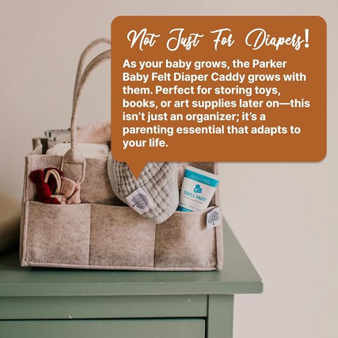 Parker Baby Diaper Caddy - Nursery Storage Bin and Car Organizer for Diapers and Baby Wipes - Oatmeal, Regular