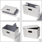 PRANDOM Large Collapsible Storage Bins with Lids [3-Pack] Fabric Foldable Storage Boxes Organizer Containers Baskets Cube with Cover for Home Bedroom Closet Office Beige(17.3x11.8x11.8)