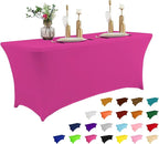IVAPUPU 6FT Table Cloth for Rectangular Fitted Events Stretch Fuchsia Table Covers Washable Cover Spandex Tablecloth Protector for Party, Wedding, Cocktail, Banquet, Festival