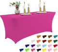 IVAPUPU 4FT Table Cloth for Rectangular Fitted Events Stretch Fuchsia Table Covers Washable Cover Spandex Tablecloth Protector for Party, Wedding, Cocktail, Banquet, Festival