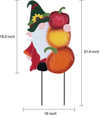 YEAHOME Fall Decorations Outdoor, Metal Gnome with Pumpkin Decorative Garden Stakes for Fall Decor, Autumn Yard Signs for Home Outside Garden Lawn Porch, Thanksgiving Decorations Outdoor (YHMD-476)