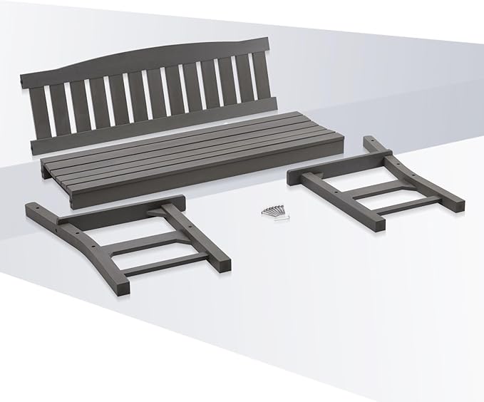 Psilvam 3-Person Outdoor Memorial Bench, All-Weather Poly Lumber Garden Bench, Rot-Resistant Outdoor Patio Bench for Park,Porch,and Church(Grey)