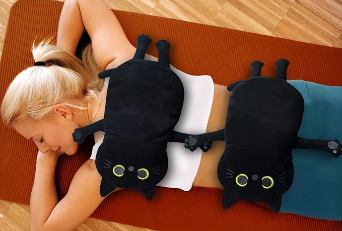 2PCS Microwave Heating Pads for Cramps Pain Relief, 17 * 9" Moist Microwavable Period Menstrual Heat Packs for Cramps, Back, Neck, Shoulder, Abdomen, Black Cat