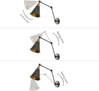 JONATHAN Y JYL7462D Rover 7" Classic Industrial Metal Adjustable Arm LED Wall Sconce, Rustic Dark Gray/Brass Gold for Bedroom, Bathroom, Vanity