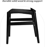 Wishbone Chair Natural Solid Wood Dining Chair/Hans Vegner Y Chair Rattan and Wood Accent Armrest Chairs Set of 2 (Ash Wood - Black)